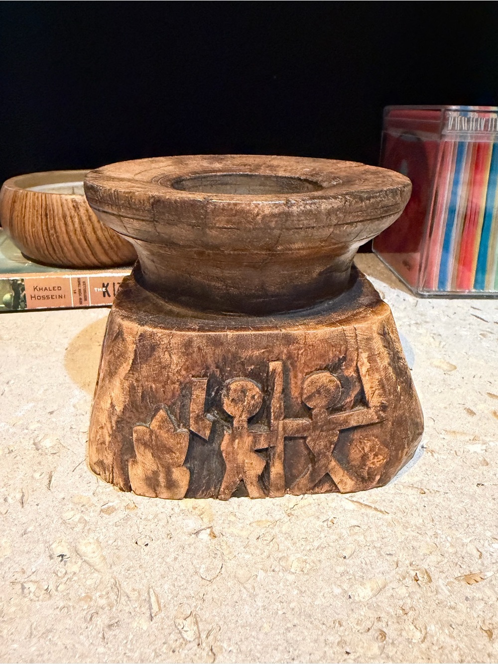 🔥🔥 Hand-Carved Wooden Sculpture Candle Bowl in Brown! 🔥🔥